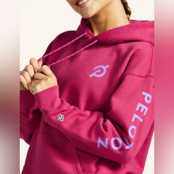 Official Peloton Hoodie - raspberry color w/purple logo - Picture 4 of 5